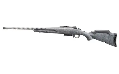 Side view of the Ruger American Gen II 6mm Creedmoor rifle with a 20-inch Gun Metal Gray Cerakote barrel.