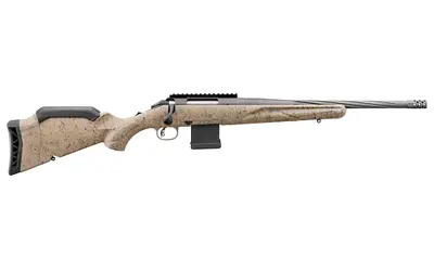 Ruger American Rifle Gen 2 Ranch, .300 Blackout, 16.1″ Threaded Barrel, 10 Rounds, Cobalt Cerakote, FDE Splatter Stock – 46920