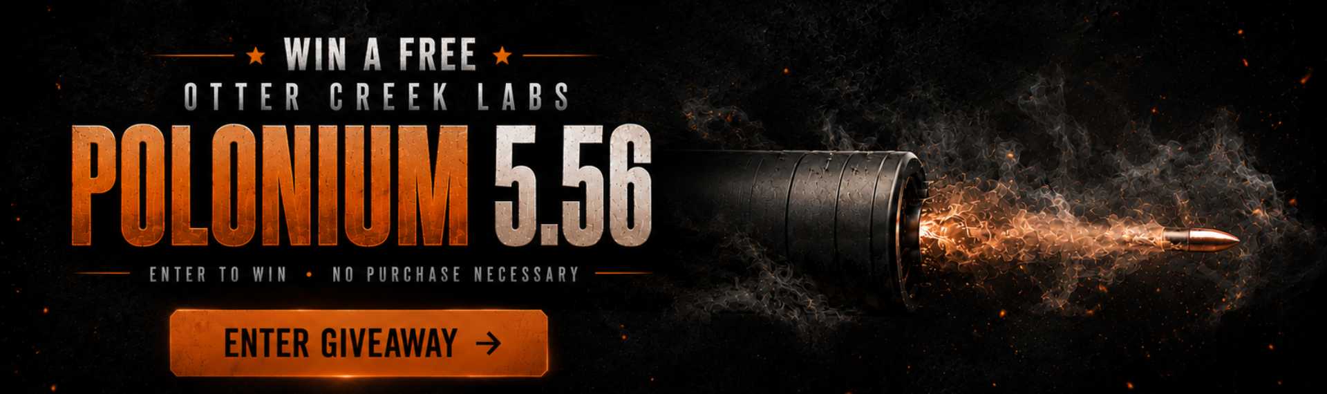 Black Bayou Armory Otter Creek Labs Polonium 5.56 suppressor giveaway for firearm enthusiasts in Shreveport, Bossier City, and Northwest Louisiana