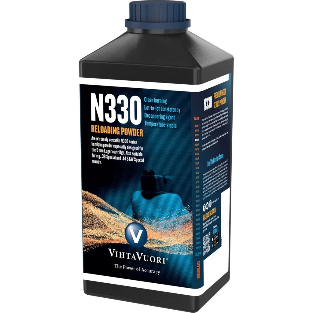 Vihtavuori N330 pistol powder 1lb container for 9mm and .45 ACP loads