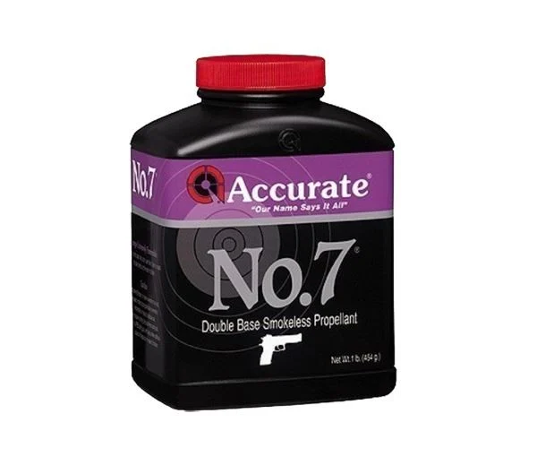 Accurate No. 7 1lb smokeless pistol powder container for high-performance handgun loads