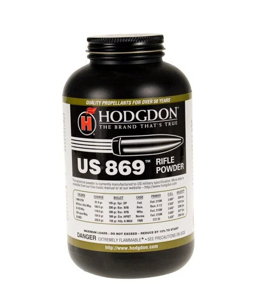 Hodgdon US 869 1LB smokeless magnum rifle powder container
