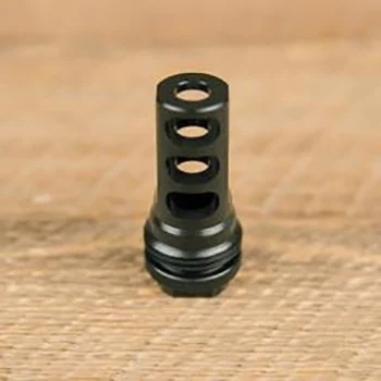 SilencerCo ASR 7.62 Muzzle Brake in black steel with 5/8x24 threading, compatible with Specwar, Omega, and Harvester suppressors.