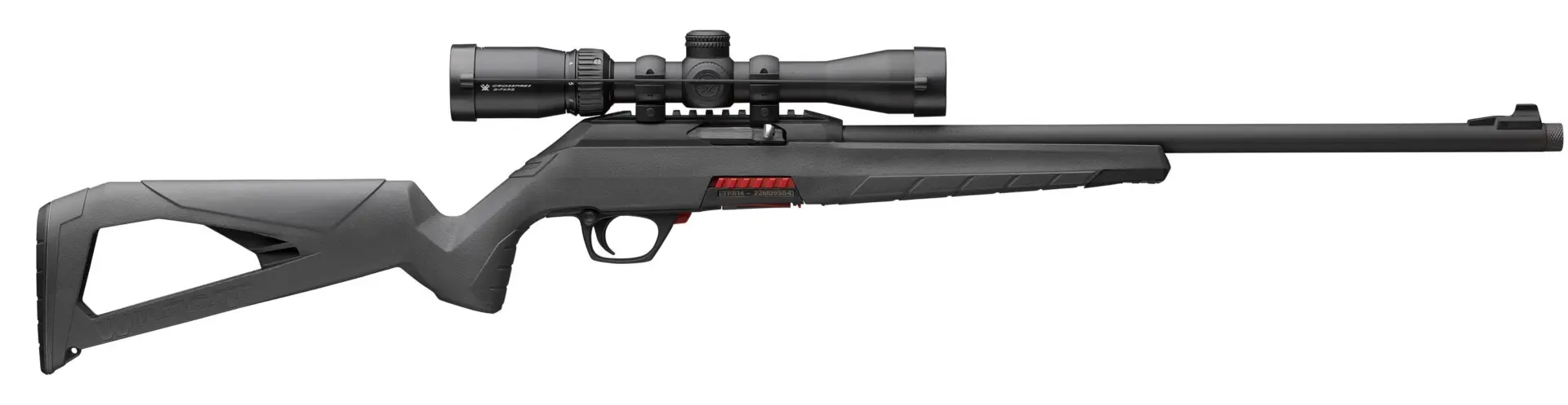 Winchester Wildcat SR Scope Combo .22 LR semi-automatic rifle with 16.5" threaded barrel, Vortex Crossfire II 2-7x32mm scope, and black polymer stock