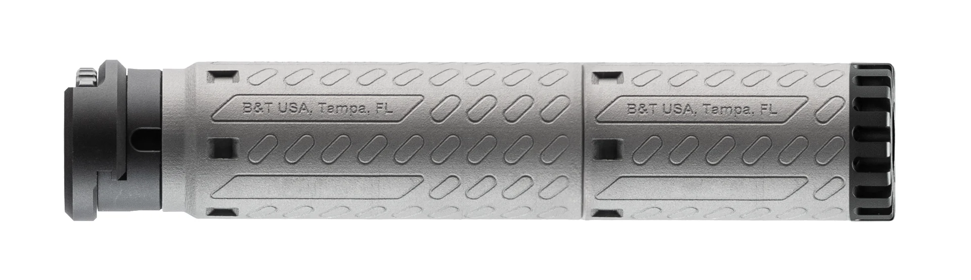B&T PRINT‑X SQD‑M45 titanium suppressor for .45 ACP with modular RBS system and SQD tri-lug mount
