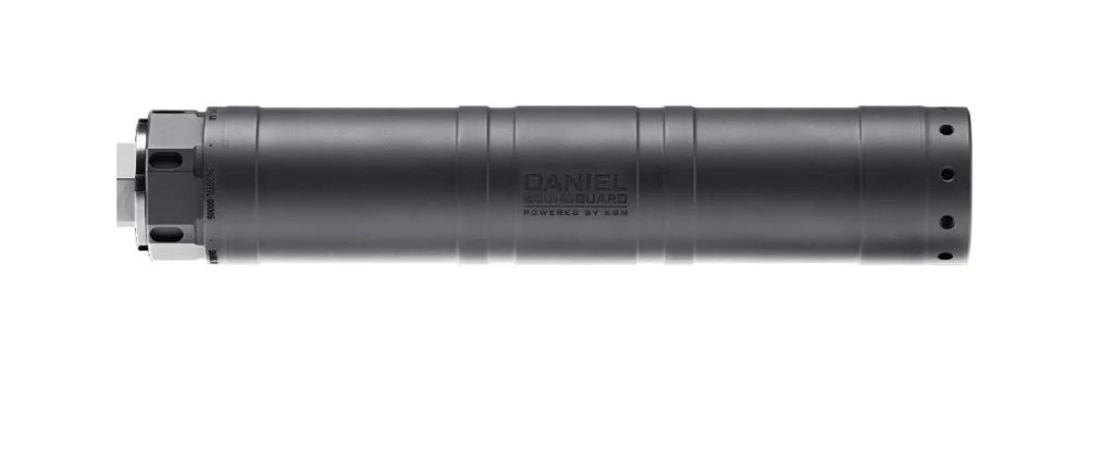 Daniel Defense SoundGuard SG‑30TiL titanium suppressor with 5/8x24 direct-thread mount, black Cerakote finish