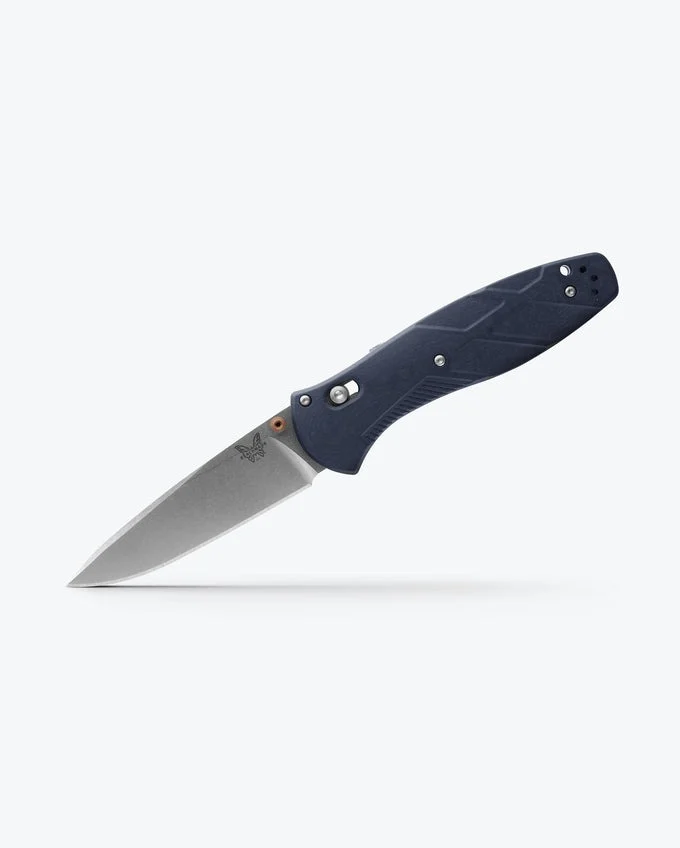 Benchmade 581-03 Barrage Knife – Assisted-opening folding knife featuring a 3.60-inch CPM-S30V stainless steel blade with a stonewashed finish, Blue Canyon Richlite handle scales, and an AXIS Assist mechanism.