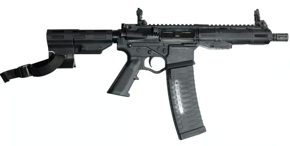 ATI Alpha Maxx HGA 5.56x45mm AR pistol 7.5″ barrel black with polymer 7″ M-LOK handguard, F/U sights, brace, 60rd window magazine in Shreveport Louisiana