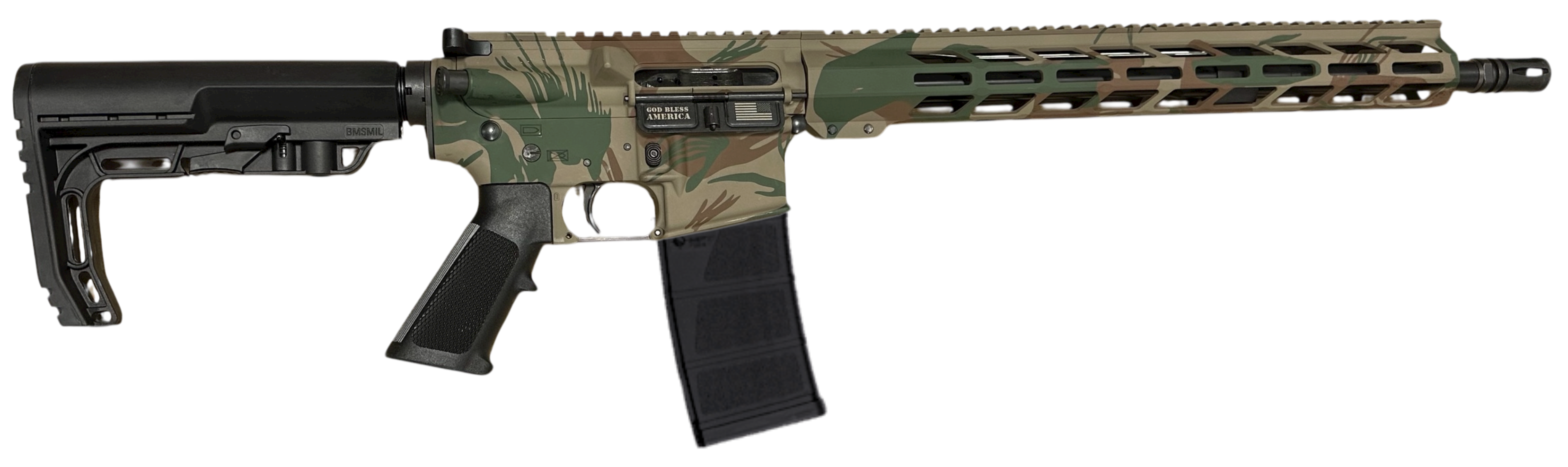 POF P-15 BASE RHODESIAN BRUSH STROKE 5.56 16.5"BBL, 15"MLOK RAIL, DIRECT IMPENGMENT 1-30RD MAGAZINE - Patriot Ordnance Factory