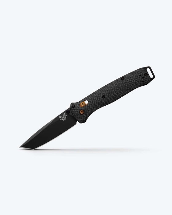 Benchmade Bailout folding knife with 3.38" CPM-S90V tanto blade in black Cerakote and carbon fiber handle, part number 537BK-10.