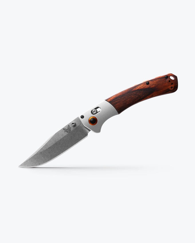 Benchmade 15080-2 Crooked River folding knife with CPM-S30V satin clip point blade and stabilized wood handle in Elm Grove Louisiana