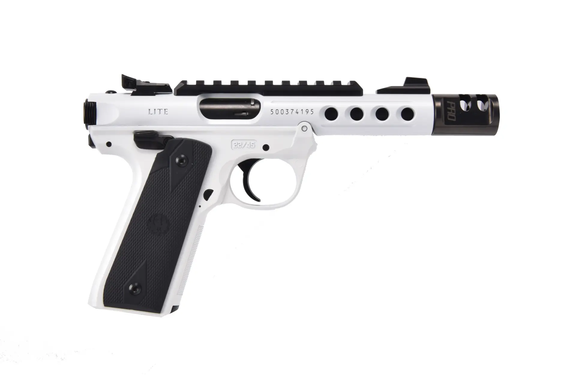 Ruger Mark IV 22/45 Lite .22 LR 4.4" Threaded Barrel Stormtrooper White Anodized Upper / Black Frame 10+1 Rounds – Custom Finish