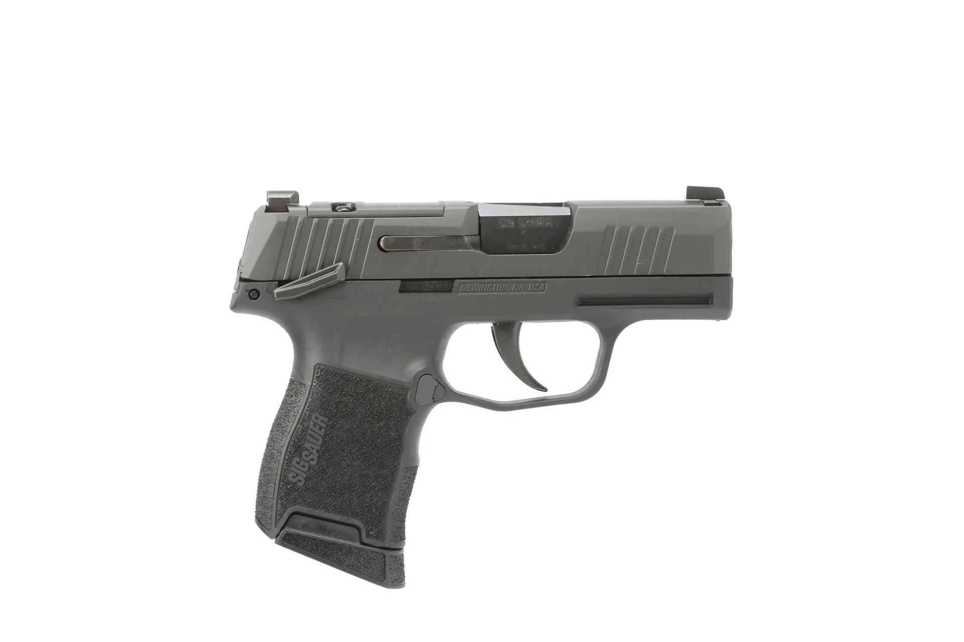 SIG Sauer P365 9mm pistol with 3.1-inch barrel, manual safety, black Nitron finish, and 10-round magazine, Massachusetts compliant