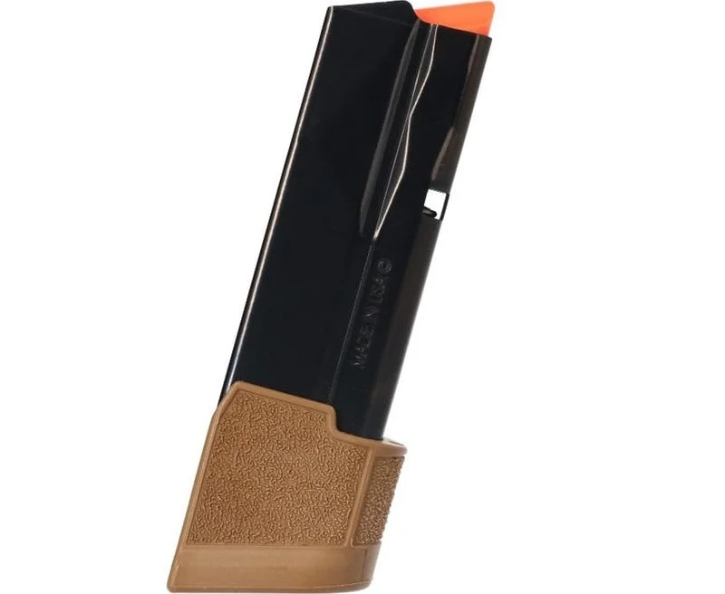 SIG P365X-Macro 9mm 17-round magazine with Coyote baseplate and high-capacity steel body