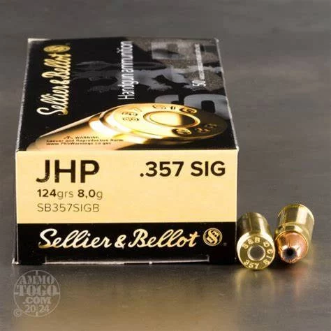 Sellier & Bellot SB357SIGB Handgun Ammunition – .357 SIG 124gr Jacketed Hollow Point – Precision Performance – 50 Rounds Per Box/20 Boxes Per Case - Image 2