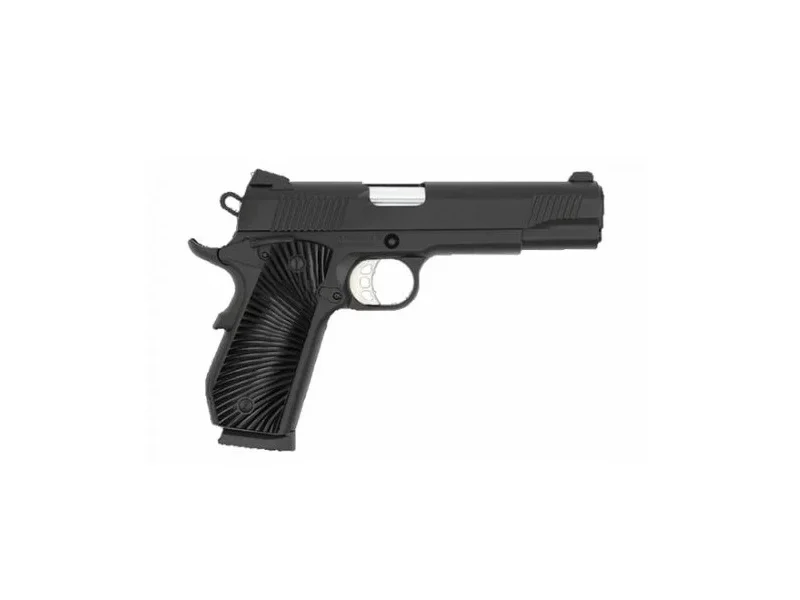 TISAS 1911 Duty BK Bobtail .45 ACP pistol with 5-inch barrel, black finish, and bobtail frame.